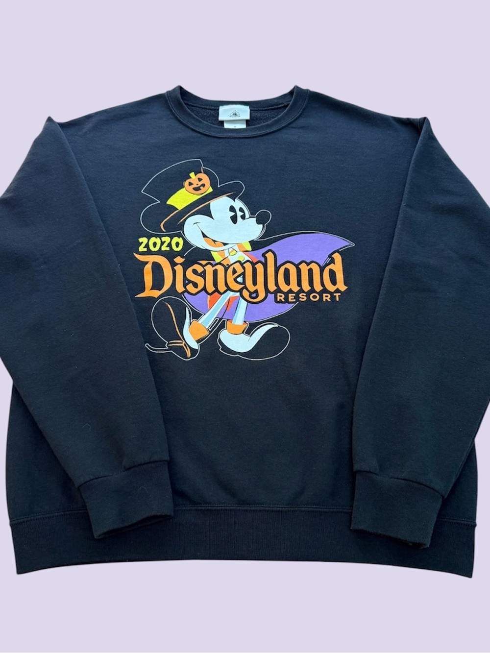 Disneyland Halloween Crewneck Sweatshirt Mickey Mouse Adult Size Medium Black - Picture 2 of 9